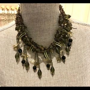 4 Strands of Gray Glass Beads Necklace